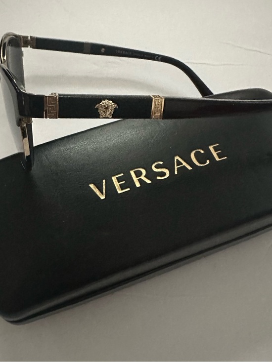 Versace Black Frame Sunglasses with Dark Lenses and Gold Accents main image 5